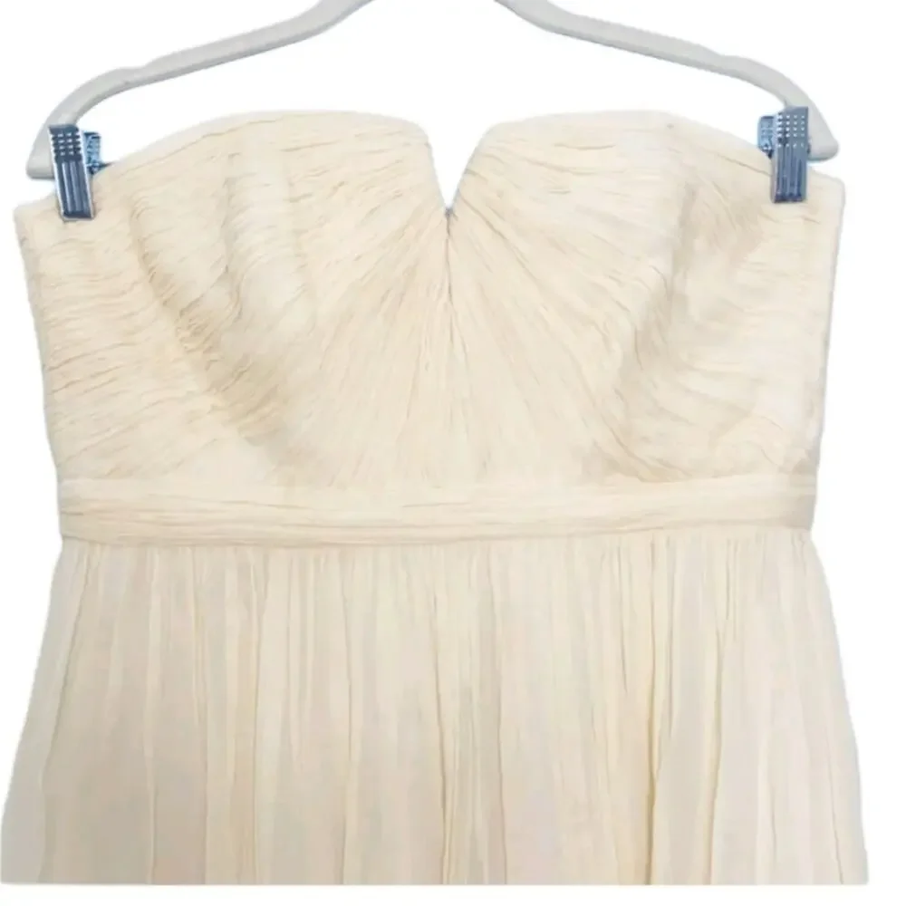 J. Crew yellow mini silk chiffon strapless bridesmaid party dress size 2